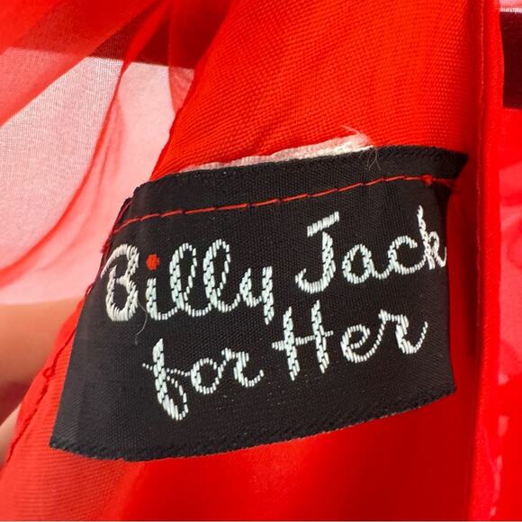 Vintage 80s Red Puffy Ruffle Dress Organza USA Union Made Small - Picture 6 of 14